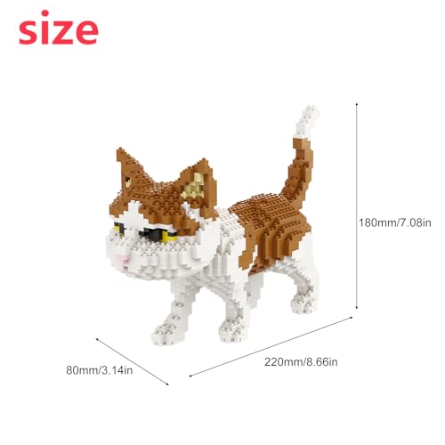 Larcele 1390 Pcs White and Orange Cat Micro Blocks Set for Kids 8+ KLJM-05 - style: Cat, Model 4945