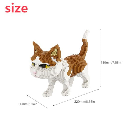Larcele 1390 Pcs White and Orange Cat Micro Blocks Set for Kids 8+ KLJM-05 - style: Cat, Model 4945