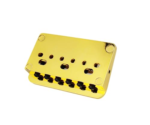 Guyker Adjustable Guitar Bridge 10.5mm String Space with Copper Fixed Saddles and Zinc Block Replacement Part for 6 String Electric Guitar (GG2006, Gold) - color: Golden