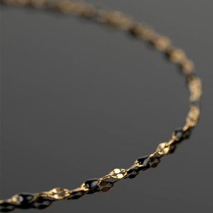 UMAOKANG 16.4ft Gold Stainless Steel Black Enamel Chain for Jewelry Making - color: Gold-Black