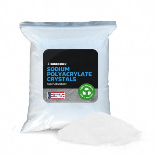 Sandbaggy Sodium Polyacrylate Crystals - Super Absorbent Polymers - Plant Hydration, Fake Snow, Ice Packs, Spill Cleanup, Skincare - Non Toxic, Made in The USA [CAS 9003-04-7] (20 lb - 320 oz) - size: 20 lb (320 oz)