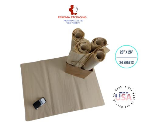 Parchment Tissue Paper Squares, Bulk 24 Sheets, Premium Gift Wrap and Art Supplies for Birthdays, Holidays, or Presents by Feronia packaging, Large 20 Inch x 26 Inch - color: Parchment
