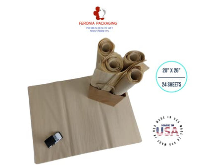 Parchment Tissue Paper Squares, Bulk 24 Sheets, Premium Gift Wrap and Art Supplies for Birthdays, Holidays, or Presents by Feronia packaging, Large 20 Inch x 26 Inch - color: Parchment