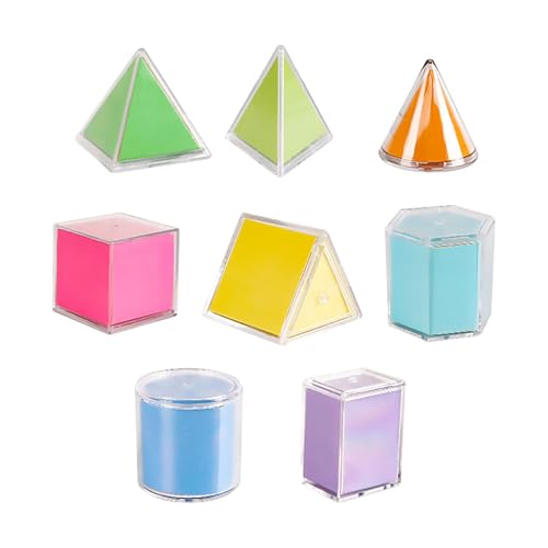 8 Pieces Geometric Models 3D Shapes & 2D Folding Nets Multicolored Removable Educational Leaning for Classroom Homeschool
