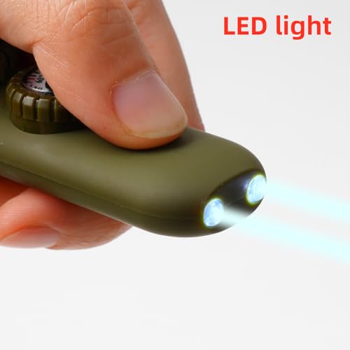 Emergency Survival Safety Whistle，Whistle for Kids with Lanyard,Compass,Thermometer,Ideal for Kayaking, Boating, Hiking, Camping, Climbing - color: Army Green Whistle
