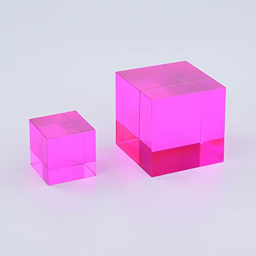 CMY Cubes The M Cube (50mm) - Magenta Hue Cube - Optical Color Cube - Diamond Polished - Teaches Subtractive Color Mixing - Educational, Scientific, Physics & Kinetic Art Desk Object