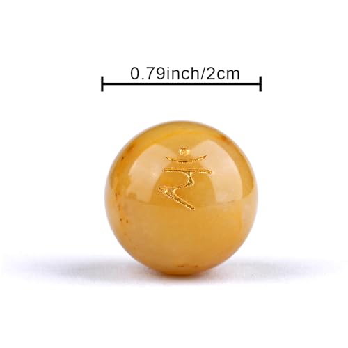 TGS Gems 7pcs Chakra Sphere Crystal Stones Natural Reiki Healing Crystals Gemstones with Engraved Chakra Symbol Chakra Stone Kit for Meditation Crystal - color: Ckl-yq