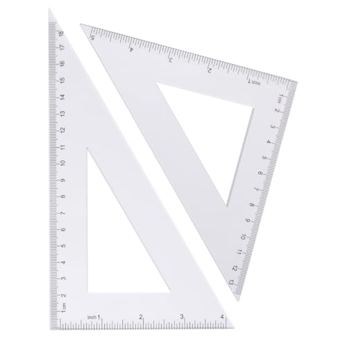 6-Piece Clear Math Geometry Set with 12-Inch and 6-Inch Rulers, 2 Triangles, 2 Protractors