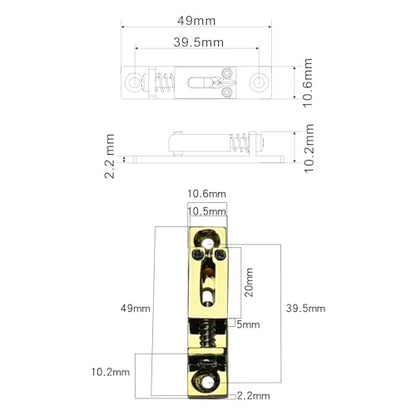 Pack of 6 10.5mm Single String Guitar Bridge Zinc Alloy Individual Fixed Hardtail Bridge for 6 String Electric Guitar Replacement Parts Gold - color: Gold