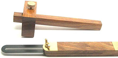UJ Ramelson Co 6pc Complete Professional Wood Marking/Striking Carving Drawing Knife Set with Sliding Bevel and Mortise/Marking Gauge & 8" Wing Compass with Brass holder for Scriber or Pencil