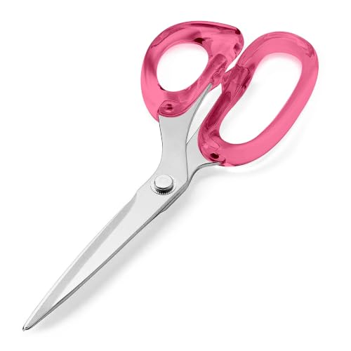 OfficeGoods 9” Stainless Steel Acrylic Scissors, Pink with Silver Metal - color: Pink With Silver Metal
