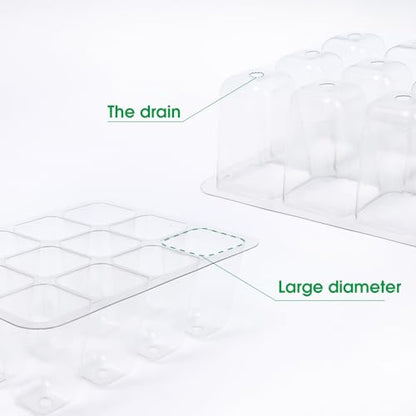 12 Hole Seedling Box with Ventilation Hole Breathable Adjustable Mini Greenhouse Gardening Plant Seedling Box,19x14.5x11cm (Green) - color: Green