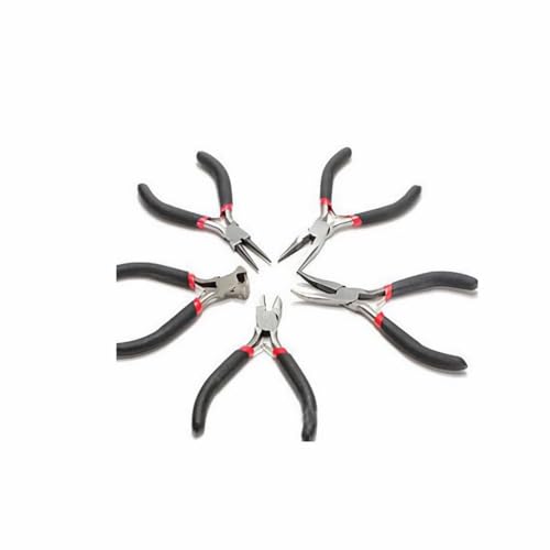 Professional Jewelry Pliers Set 5-Piece Mini Pliers Kit for Wire Wrapping DIY Crafts Ergonomic Jewelry Making Tools with Nylon Jaw Precision Crafting Supplies for Beginners & Experts