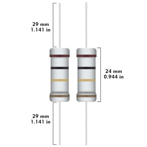 5W Carbon Film Resistor Kit from 1 Ohm to 1M Ohm 25 Values 5 Watt 5% Resistors Assortment - size: 5W