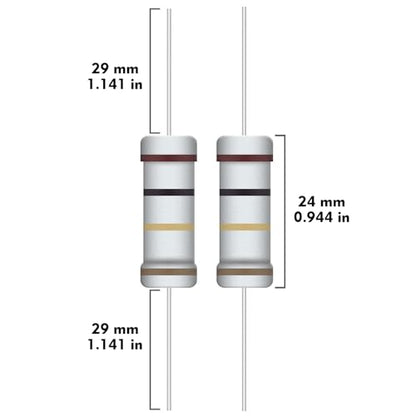 5W Carbon Film Resistor Kit from 1 Ohm to 1M Ohm 25 Values 5 Watt 5% Resistors Assortment - size: 5W