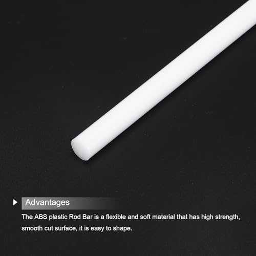 MECCANIXITY ABS Plastic Rod 10mm x 400mm White Pack of 2 Pcs - color: White, size: 10mm x 400mm