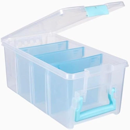ArtBin Semi Satchel Craft Organizer with 3 Dividers, Aqua Accents - color: Clear