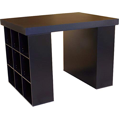 Venture Horizon Project Center Desk with Two 9-Cubby Bookcase Sides (Black) - color: Black