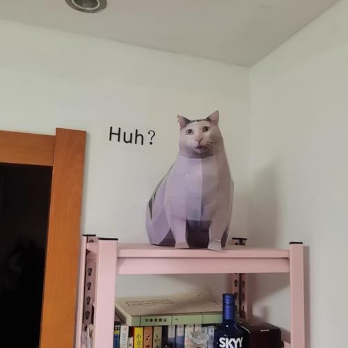 HELAIMAY 3D Cat Meme Paper Sculpture - color: Huh cat