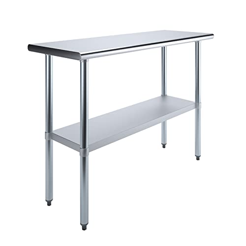 AmGood 18 in. x 48 in. Stainless Steel Work Table | Metal Kitchen Food Prep Table | NSF - size: 48 in. Long x 18 in. Deep without Wheels