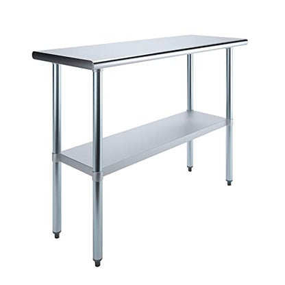 AmGood 18 in. x 48 in. Stainless Steel Work Table | Metal Kitchen Food Prep Table | NSF - size: 48 in. Long x 18 in. Deep without Wheels