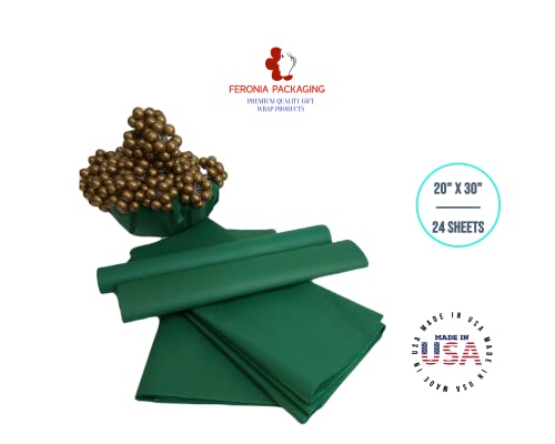 Holiday Green Tissue Paper Squares, Bulk 24 Sheets, Premium Gift Wrap and Art Supplies for Birthdays, Holidays, or Presents by Feronia packaging, Large 20 Inch x 30 Inch - color: HolidayGreen