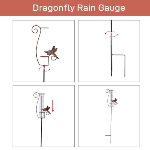 Dragonfly Rain Gauge Outdoor with 7 Inch Glass Tube - color: Dragonfly