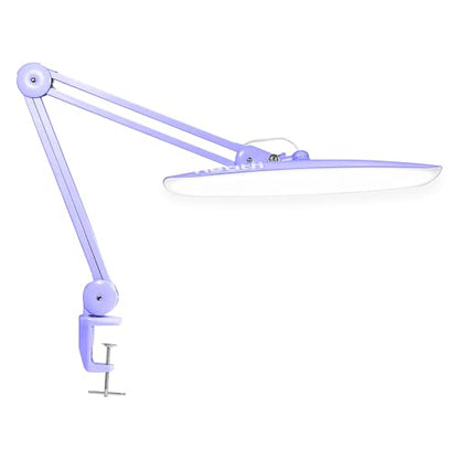 Neatfi XL 2200 Lumens 24W LED Desk Lamp – Shadow-Free Task Lighting | 4-Level Dimming | Home Office & Crafts Use | 20-Inch Wide Head (Lavender, Non-CCT with Clamp) - color: Lavender, size: Non-CCT with Clamp