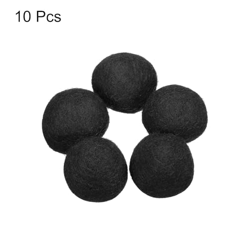 PATIKIL Wool Felt Balls Beads Wool Felting Pom 3.1cm 31mm Black for Home Crafts Handcrafts Project DIY Pack of 10 - color: Black