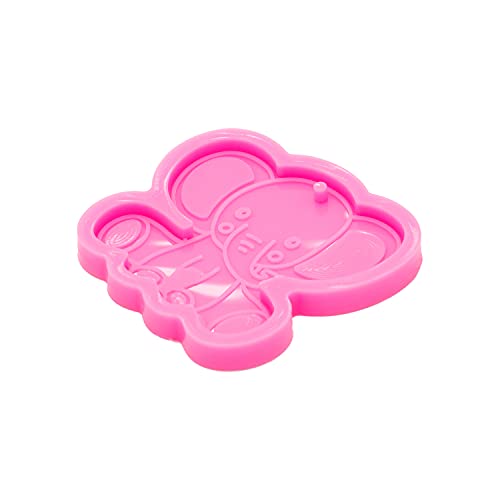 Shiny Glossy Cute Cartoon Elephant Shape Keychain Molds for Epoxy Resin with Hole DIY Silicone Molds Custom Keychain Polymer Clay Moulds Jewelry Pendant Epoxy Crafting Mold