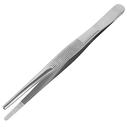 MABIS Stainless Steel Dressing Forceps, 5.5 Inch Serrated Thumb Forceps for Medical, Veterinary, First Aid, Lab, and Precision Tasks, Strong Grip - size: 5.5 Inch (Pack of 1)