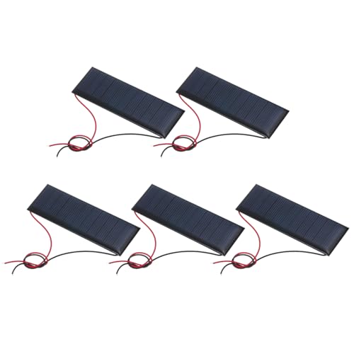 MECCANIXITY 5 Pcs 5.5V 0.33W 60mA Mini Solar Panels, Small Polycrystalline Solar Cell Panel with 2 Cable for DIY Electric Toy Materials Kits Charger, 90mm x 30mm - style: 5.5V 0.33W 60mA