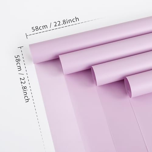 FUHITIM 20 Sheets Flower Wrapping Paper -Waterproof Floral Bouquet Wrapping Paper Used for DIY Crafts, Gift Packaging, Florist Supplies Packaging Paper for Wedding Birthday Gift (Misty Light Purple) - color: Misty Light Purple