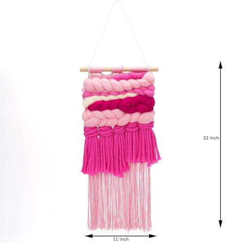 Weaving Loom for Beginners and 1 Set of Weaving Works Complete Yarn Kit with Detailed Friendly Instructions, Parents and Children in The Holiday Experience Weaving Brings Fun Pink - size: A7FT
