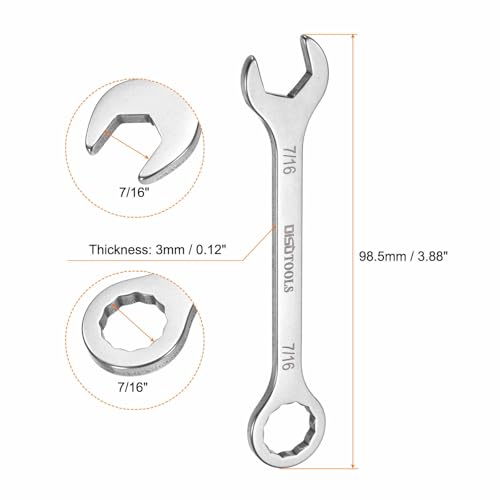 HARFINGTON 7/16" Thin Combination Wrench Stainless Steel Spanner - size: 7/16"