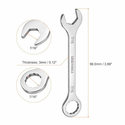 HARFINGTON 7/16" Thin Combination Wrench Stainless Steel Spanner - size: 7/16"