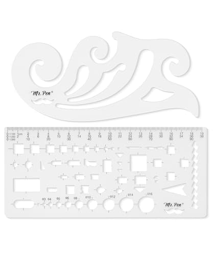 Mr. Pen- Geometric Drawing Template, 2 pcs, French Curve, Plastic Template - style: 2 pcs