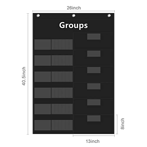 REGELETO Small Group Management Pocket Chart with 96 Cards Classroom Jobs Chart Small Group Organizer and on Task for School Teacher Homeschool Learning Supplies (Black) (Pack of 2) - size: 48-Pockets (Pack of 2)