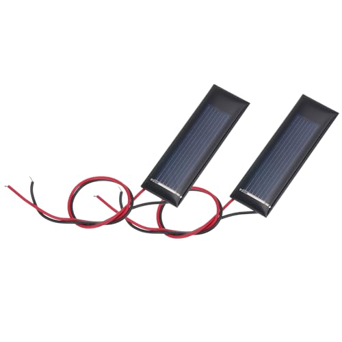 MECCANIXITY 2 Pcs 0.5V 0.08W 160mA Mini Solar Panels, Small Polycrystalline Solar Cell Panel with 2 Cable for DIY Electric Toy Materials Kits Charger, 53mm x 18mm - style: 0.5V 0.08W 160mA