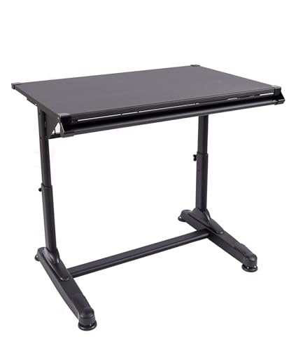 Stand Up Desk Store Adjustable Height and Angle Drafting Table Drawing Desk with Large Surface (Black Frame/Black Top, 40" W X 26" D) - color: Black/Black