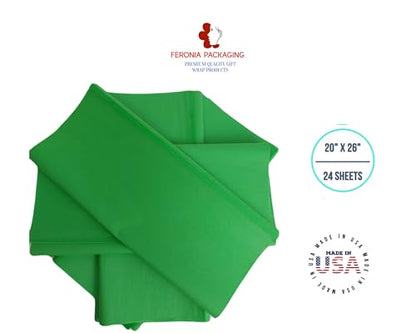 Groovy Green Tissue Paper Squares, Bulk 24 Sheets, Premium Gift Wrap and Art Supplies for Birthdays, Holidays, or Presents by Feronia packaging, Large 20 Inch x 26 Inch - color: GroovyGreen