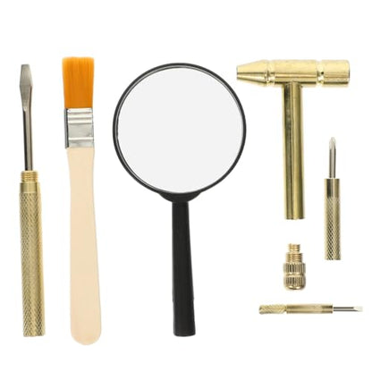 1 Set Dinosaur Dig Tools Kit: Archaeological Excavation Tool Set with Mini Hammer Chisel Brush Scraper Kit - size: 12.50X6.20X1.50CM