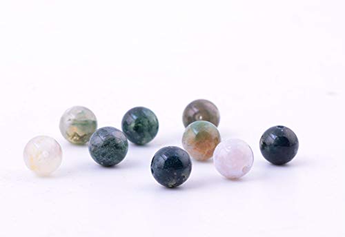Natural Stone Beads 100pcs 8mm India Agate Round Genuine Real Stone Beading Loose Gemstone Hole Size 1mm DIY Charm Smooth Beads for Bracelet Necklace Earrings Jewelry Making (India Agate) - color: India Agate Green, size: 8mm