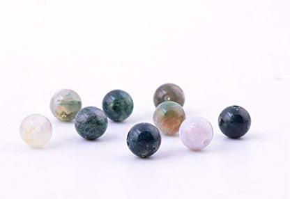 Natural Stone Beads 100pcs 8mm India Agate Round Genuine Real Stone Beading Loose Gemstone Hole Size 1mm DIY Charm Smooth Beads for Bracelet Necklace Earrings Jewelry Making (India Agate) - color: India Agate Green, size: 8mm