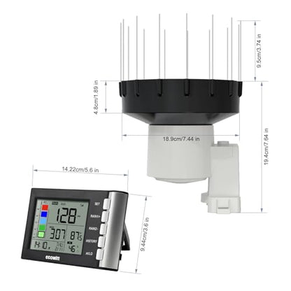 ECOWITT WH5370BH Rain Gauge Kit, Includes WH40BH Rain Gauge Sensor and WH5370BH Indoor LCD Display Console, with Bird Spike Kit, 915 MHz - style: WH5370BH