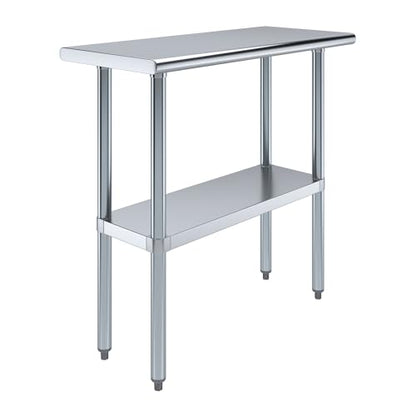 AmGood 16 in. x 36 in. Stainless Steel Work Table | Metal Kitchen Food Prep Table | NSF - size: 36 in. Long x 16 in. Deep without Wheels