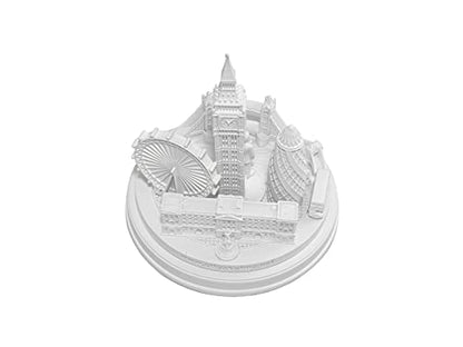 London City Skyline 3D Model Round Matte White 5 1/2 inches
