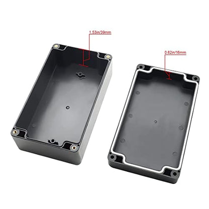 LeMotech Project Box ABS Plastic Junction Box IP65 Waterproof Electrical Boxes Universal Enclosure Black 6.2X 3.5X 2.4 inch (158x90x60mm)（Pack of 2） - color: Black (2 packs), size: 6.2" x 3.5" x 2.4"