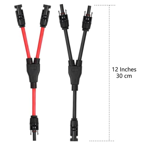 Solar Parallel Connector Y Splitter 1Y2 10 AWG Solar Cable Connector - size: 1 Pair M/FF and F/MM