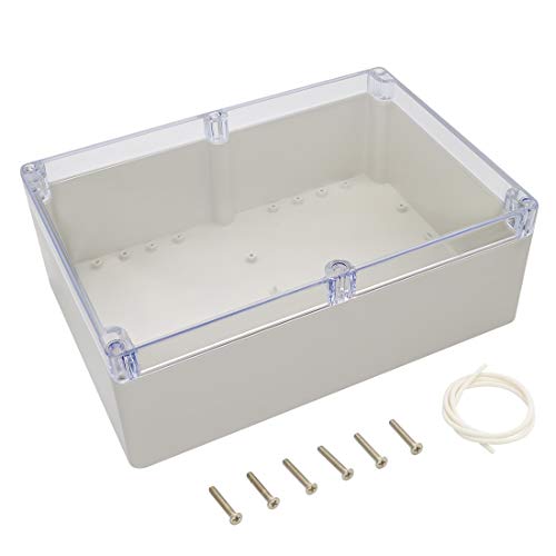 LeMotech ABS Plastic Junction Box Dustproof Waterproof IP65 Electrical Enclosure Box Universal Project Enclosure Grey with PC Transparent Clear Cover 10.4 x 7.2 x 3.7 inch (263 x 182 x 95 mm) - size: 10.4" x 7.2" x 3.7"